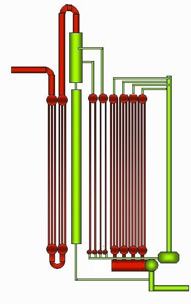 Benson OT Vertical tube modules in horizontal gas path Replace drum with thinwalled components Exhaust Gas Flow