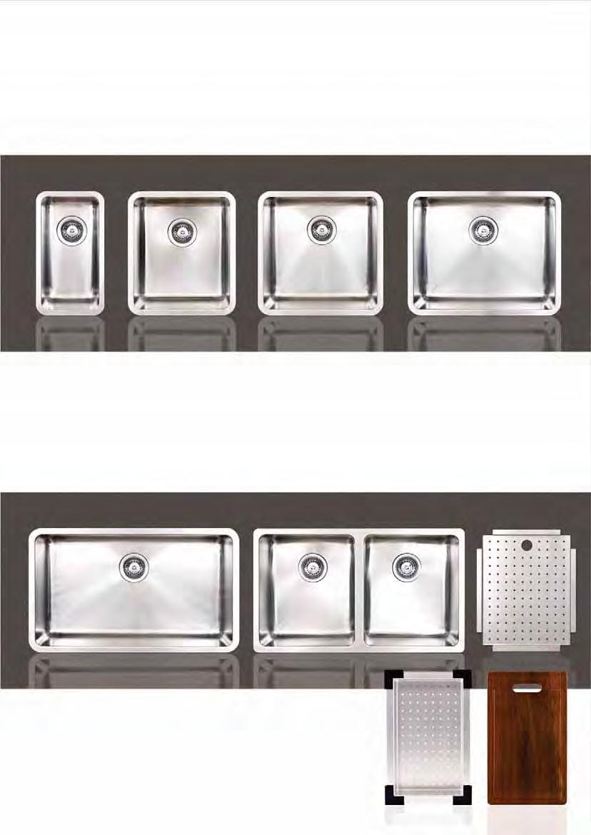 kitchen kubic premium stainless steel sinks undermount designed for solid surface benchtops contemporary square design rounded corners for easy cleaning 304 grade stainless steel 1 mm thick sleek