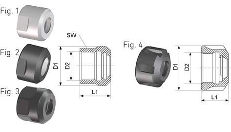 1 Schaublin Program EX / EXP / EXM Lock nuts (DIN6499) Different wrenches on demand Type D1 D2 L1 SW Fig. EX9 61-9730 15.00 M11x0.75 11.50 13.00 1 EX12 61-12730 19.00 M14x0.