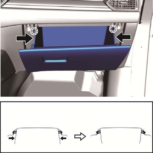 Glove compartment Stay damper Hook Glove compartment removal 1.
