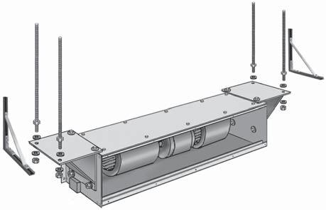 This mounting method would be used when the doorway opening is serviced with a Turn-Back Track Door or a Roll-Up Door. Fig. 8. Remove the screws that hold the intake screen in place.