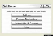 Touch the button of the desired city name from the displayed list. Input the street name and touch OK.