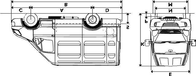 DIMENSIONS (mm) (AB50C13TH ) A Wheelbase L 3300 3950 B Overall length 5077 577 5997 1 C Front overhang 998 998 998 998 D Rear overhang 1079 179 1699 06 E Max cab width 1996 1996 1996 1996 K Overall