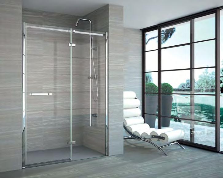 Hinge and Inline hugely practical yet stylish option, the 8 Series Frameless Hinge & Inline in a Recess is perfect for recesses or en suites.