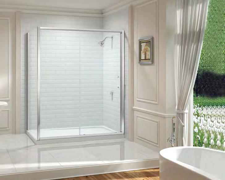 Sliding Door The 8 Series Sliding door is an impressive and highly engineered spacious enclosure with 8mm toughened safety glass,1950mm high and smooth gliding action based on quick release double