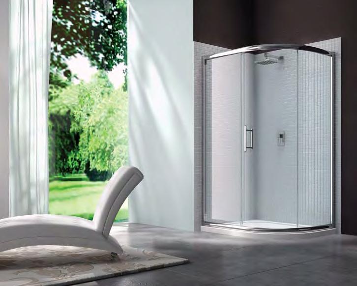 1 Door Quadrant The 6 Series Quadrants have it all 1900mm high with a beautiful chrome elliptical frame, 6mm toughened glass, designer handles and quick release double rollers for easy access to