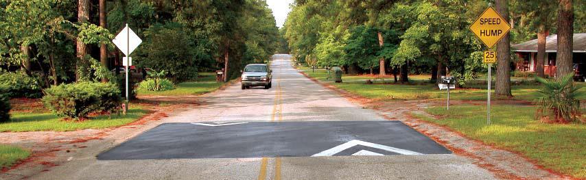 Traffic calming measures include the installation of speed humps or the installation of all-way stop controls.