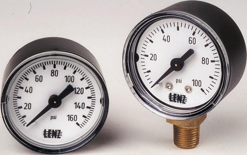 FFC for Chrome Front Flange available only on 2" Example: LZ-160-20RC-FF LZ-15 & LZ-20 PRESSURE GAUGES LZ-15 & LZ-20 Series ABS Case Pressure Gauges LENZ 1 1 /2" & 2" ABS Case Pressure Gauges are