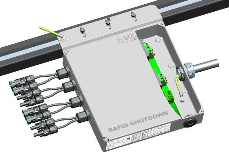 NOTICE - Using a power screwdriver to tighten the mounting hardware is not recommended due to the risk of thread galling. Check that the RSD Combiner is mounted securely on the PV racking.