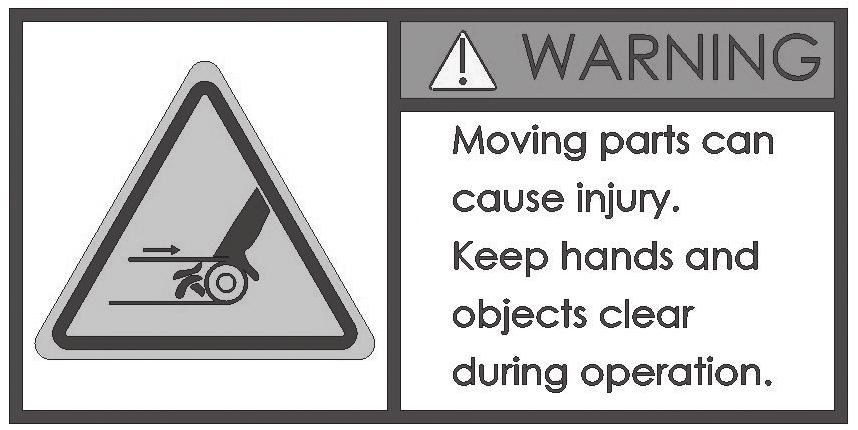 Warning Label Descriptions WARNING LABELS affixed to this product signify an action or specific equipment area that can result in serious injury or death if proper precautions are not taken.