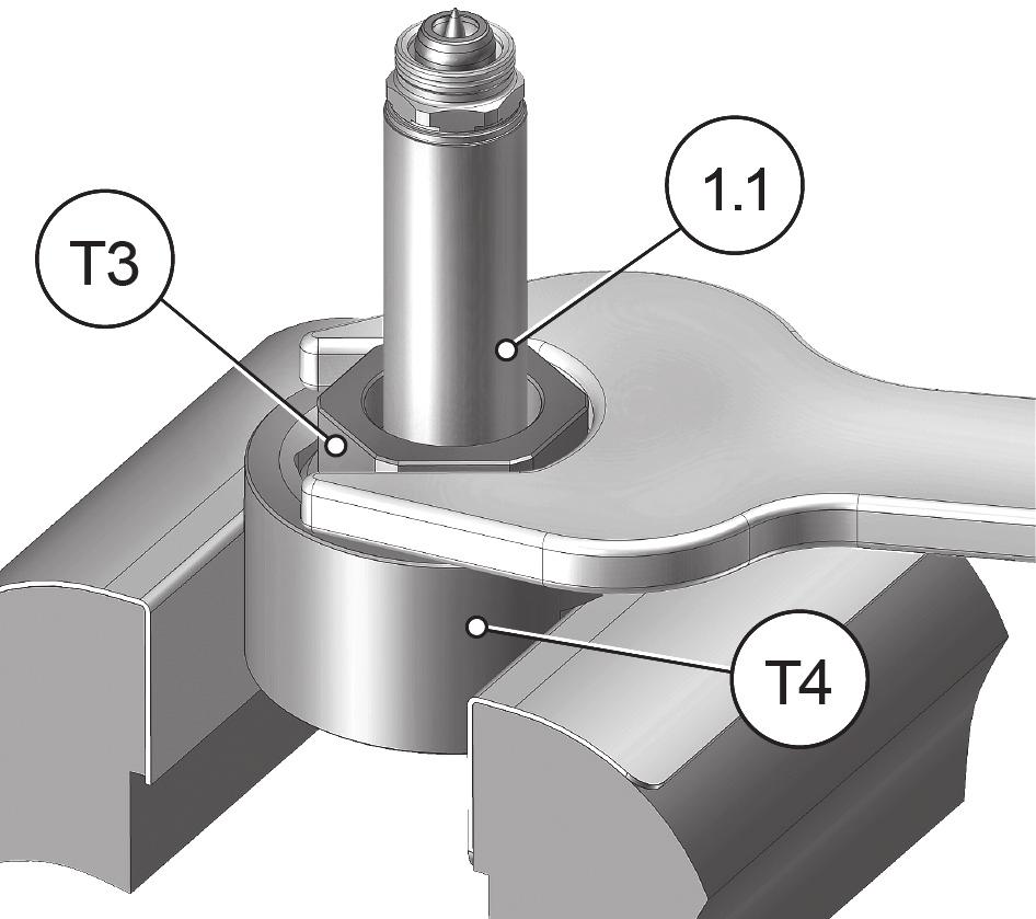 png 9) ighten the nozzle body (1.1) to the nozzle head. Use torque wrench with wrench insert and the torque specified in the torque table in section 13. Doc005487.png 10.12.6.