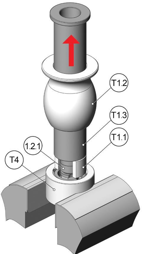 11) o remove the nozzle heater (1.2.1), slide the disassembly tool ype 02 (1.2) against the disassembly tool ype 03 (1.3) repeatedly until the nozzle heater (1.2.1) is released.
