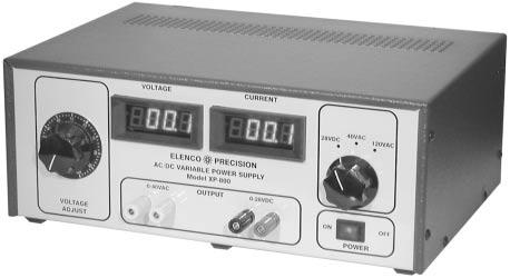 POWER SUPPLY MODEL XP-800 TWO AC VARIABLE VOLTAGES; 0-120V and 0-40V @ 7A, PLUS 0-28VDC @ UP TO 10A
