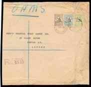 Prestige Philately - The Tim Rybak Collection Page: 5 Postal History 249 CO C Lot 249 1924 large-part cover (reduced to 190x182mm) to London with a truly exceptional franking of perf 'OS' 3d Die I,