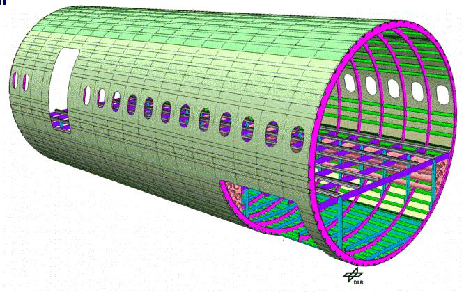 Integrated Project N 516068 NACRE Final Activity Report FP6-2003-Aero-1 2005 2010 Figure 128: SFB typical section for the first manufacturing and assembly exercise On the second Subtask 4.3.2, DLR and Alenia worked on a first proposal for the panel splitting of the SFB fuselage.