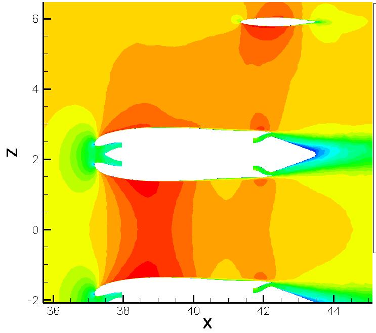 Integrated Project N 516068 NACRE Final Activity Report FP6-2003-Aero-1 2005 2010 It highlighted the flow complexity in the rear end area: vortices arise from the fuselage and between the nacelles,