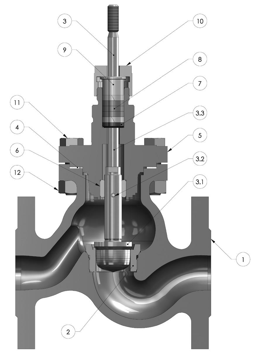 7. Diaphragm replacement: 7.1 Perform following steps to dismantle the stem-diaphragm assembly. a. Hold stem (9) at across flat in vice (soft jaws) b. Unscrew diaphragm nut (15). c.