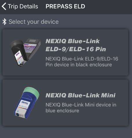 Connecting the App to a Paired OBD Device Tap the ELD Device that you want to use for your trip.