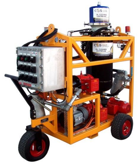 LUBEMASTER EXD model The Lubemaster OS600 Centrifugal Oil Filtration Unit EXD model 3 Solid fill tyres Approximate Dimensions: H1700 xl1400 xw600 cm Approximate Weight : 750 Kg Electric Vacuum Skids