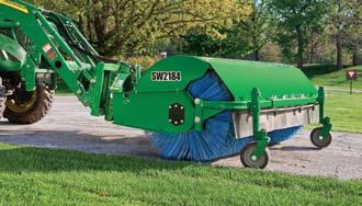 Available in 60-, 72-, and 84-inch working widths, Frontier Rotary Brooms match up well with John Deere 3000 and 4000 Series Tractors.
