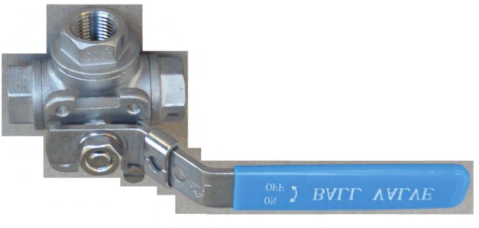 Multiway Screwed End Ball Valve BV-2058 Series MODEL BV-2058 Flowturn -way valves provide lateral diverting flow from a common inlet to either side exit with a quarter turn, alternatively diverting