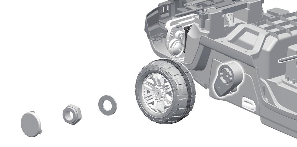 WD Attach the Rear Wheels 8 Rear axle Driving wheel 9 4. Slide the gear box onto the rear axle (Left Side).
