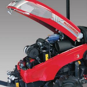 The tractor can be optionally equipped with a front power lift being integrated in the radiator block, featured by a lifting capacity of 400 kg, and a front PTO with a speed of
