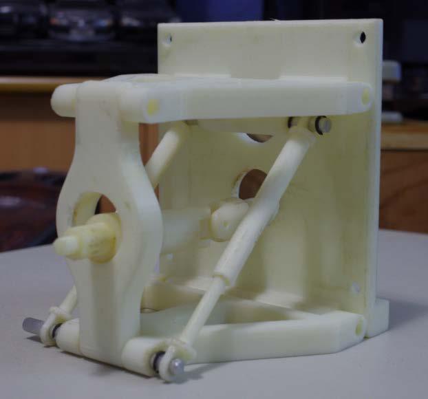 Once completed, parts were 3D printed (Figure 7) at KCC, to allow for us visually see our design and get a feel for how it will actually behave when mounted onto the rover.