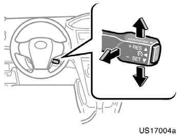 US17004a SETTING THE CRUISING SPEED On vehicles with automatic transmission, the transmission must be in D before you set the cruising speed.