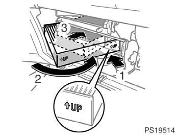 PS19514 When inserting the filter in the filter outlet, keep the arrow pointing up and insert the filter as shown in the illustration above.