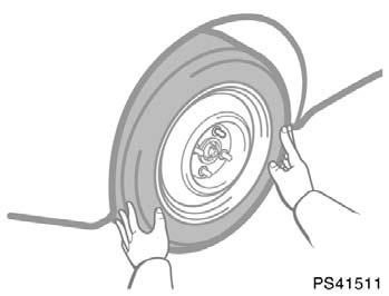 Raising your vehicle Changing wheels PS41510 CAUTION Never get under the vehicle when the vehicle is supported by the jack alone. NS41511 6.