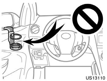 US13110 Do not attach a cup holder or any other device or object on or around the door.
