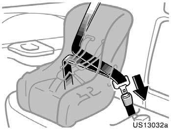 US13114 1. When the child restraint system is installed in a forward facing position: Remove the head restraint. CAUTION Do not replace the head restraint when the child restraint system is installed.