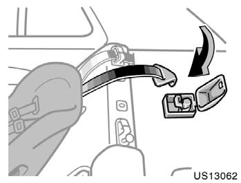 Using a top strap Anchor brackets US13040 US13062 US13063a Symbol 2. To remove the booster seat, press the buckle release button and allow the belt to retract.
