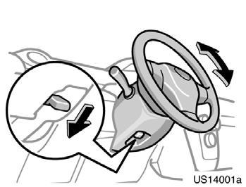 Tilt steering wheel Outside rear view mirrors US14001a CAUTION Do not adjust the steering wheel while the vehicle is moving.