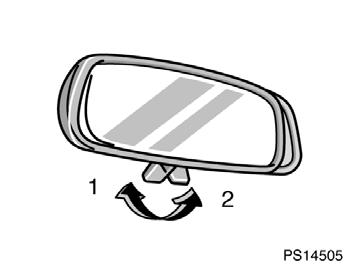 Anti glare inside rear view mirror Vanity mirrors PS14505 CAUTION Do not adjust the mirror while the vehicle is moving.