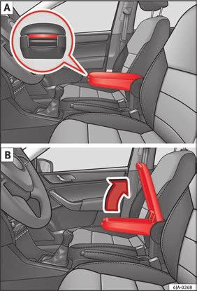 The cushion and backrest of the front seats can be heated electrically. Press the or Fig. 143 button to switch on and adjust the heated front seats. Press once to connect the heating at maximum force.