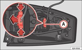 Pull the rear light unit backward ( Fig. 98 2 ) to remove the light from its housing. Removing the bulb holder Fig. 99 Light connector at the rear of the rear light unit.