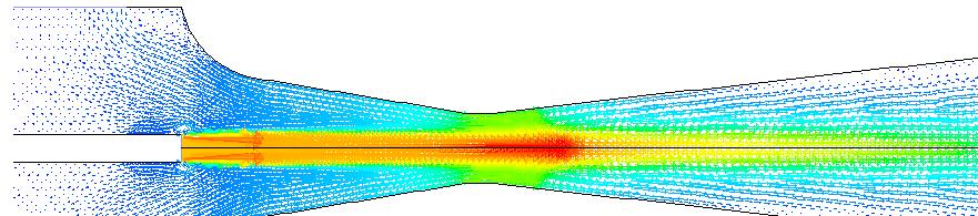 divergent cone. The result indicates the contoured contraction cone and the added transition piece increase the suction flow rate about 20% from 365% to 430% of the steam jet flow rate.