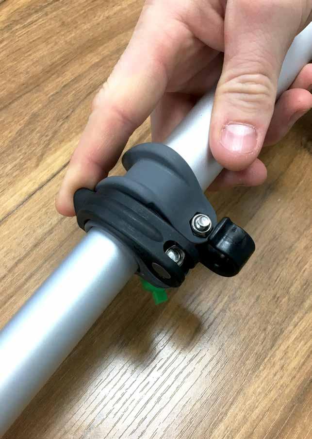 ADJUSTING THE FLIP CLIP The flip clip allows for super fast adjustment of the telescopic pole Release the black clip by pushing up the