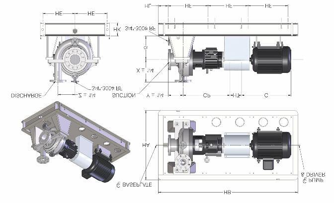 PWH API 610 PROCESS PUMP OUTLINE DIMENSIONS MOTOR DIMENSIONS FRAME SIZE C* 184T 16.25 213-215T 19.50 254-256T/TS 25.