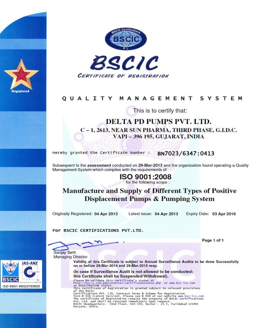 ISO 9001:2008 Certification Quality First Our works at