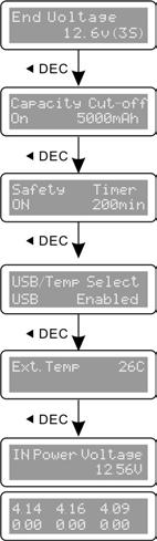 Displaying Information Final voltage configured for active charging profile. Maximum capacity configured for active charging profile.