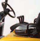 The electro-hydraulic levers are fingertip actuated and enable practically effortless hydraulic function control.