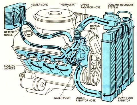 Cooling System When the engine is cold, a thermostat prevents coolant from returning to the radiator, resulting in a more rapid warm-up of the engine.