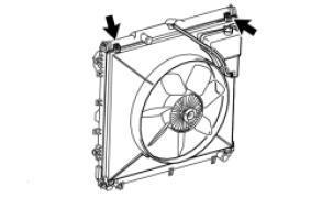 (f) Remove the 2 bolts retaining the fan shroud (Fig. 10-3). (g) Remove the 4 nuts of the fluid coupling fan, and then remove the shroud together with the coupling fan.