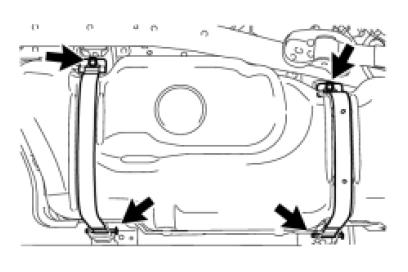 (l) Remove the 2 bolts, 2 clips, 2 pins and 2 fuel tank bands (Fig. 30-8). Fig.