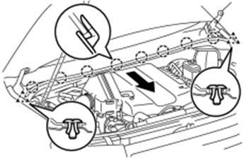 (b) Remove the 4 bolts and the hood. 5. Remove the Wiper Motor & Link Assembly.