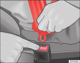 Twisted seat belt If it is difficult to remove the seat belt from the guide, the seat belt may have become twisted inside the side trim after being wound too quickly on unfastening: Fastening or