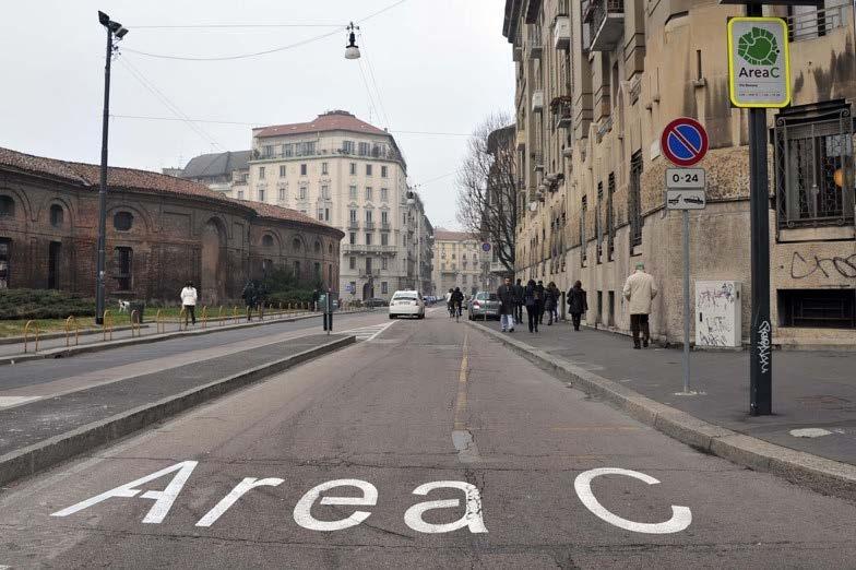 Milan Area C road pricing downtown 30.7% reduction in traffic 23.